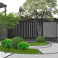 Modern Garden Landscape With Circular Structure Cherry Blossom Tree And Water Features 3d model