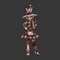 Two Fantasy Wizard Characters In Pink Black Attire With Decorative Hats Holding Colorful Orbs