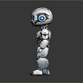 Modern Silver Robot With Blue Eyes And Metallic Accents On Joints