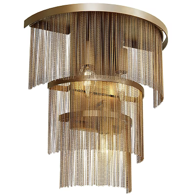 Modern Elegant Multi Layered Golden Chain Chandelier For Home Interior Design 3d model