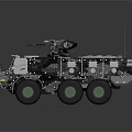 Tactical Armored Utility Vehicle With Roof Mounted Weapon And Six Wheels