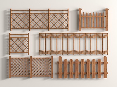 Fence fence railing solid wood railing outdoor fence bamboo fence 3d model