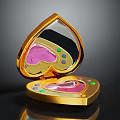 Open Heart Shaped Golden Jewelry Box With Pink And Colorful Details For Fashion Accessories