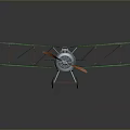 Green Biplane Model With White Peace Symbols And Orange Details On Dark Background