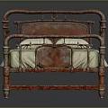 Vintage Metal Bed With Carved Headboard Footboard And Light Colored Sheets