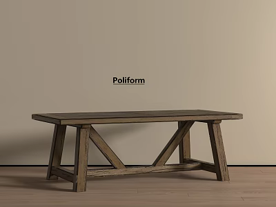 Pollform Wooden Dining Table With Crossed Legs And Modern Minimalist Design 3d model