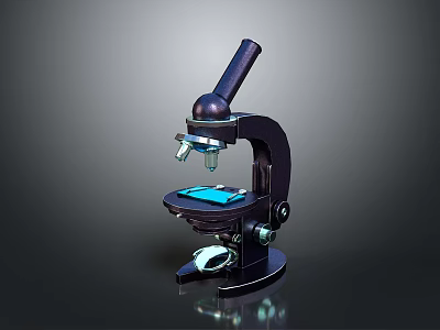 Professional Biological Laboratory Microscope With Adjustable Lens Focus Knob And Glass Slide 3d model
