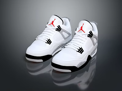 White Stylish Sneakers With Red Logo Black Accents And Black Sole 3d model