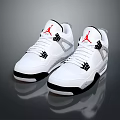 White Stylish Sneakers With Red Logo Black Accents And Black Sole