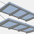 Double Transparent Sunshades With Metal Frame Modern Rectangular Design For Roof Installation 3d model