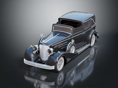 Vintage Black Classic Car With Chrome Accents Retro Headlights And Sleek Body Design 3d model