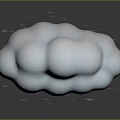 White Cloud with Blue Lightning and Falling Raindrops on Gray Background with Reflection