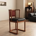 Leisure Chair With Wooden Frame Red Backrest Black Leather Seat In Modern Living Room