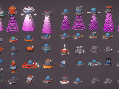 Cartoon UFO UFO Spaceship Cartoon Spaceship Low Poly UFO Battleship 3d model