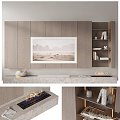 Modern TV Backwall TV Fireplace Minimalist Samsung Frame 3d model