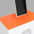 White Vertical Structure With Orange Top And Black Component Featuring MI Logo