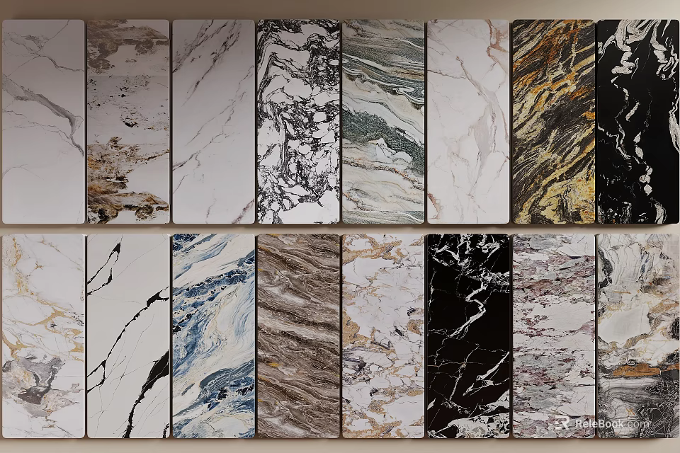 Marble Wall Panels with Various Natural Textures and Color Options for Interior Design 3d model 
