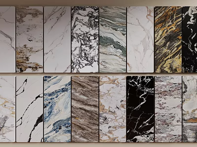 Marble Wall Panels with Various Natural Textures and Color Options for Interior Design 3d model