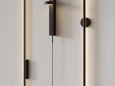 Modern Black Metal Wall Lamp With Linear LED Lighting For Interior Decoration 3d model