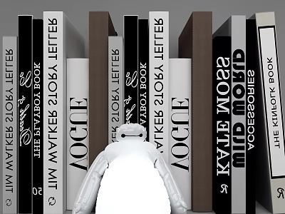 Modern White Table Lamp Illuminating Books On Bookshelf In Study Room 3d model
