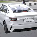 Modern White Sedan With Sporty Exterior And Red Accents Front Grille Design