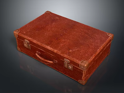 Vintage Brown Leather Suitcase With Metal Clasps Leather Handle And Metal Corner Accents 3d model
