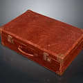 Vintage Brown Leather Suitcase With Metal Clasps Leather Handle And Metal Corner Accents