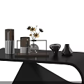 Elegant Modern Coffee Table With Unique Curved Metal Frame And Decorative Ornaments