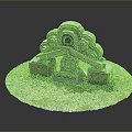 Scenic Landscape of Traditional Stone Carving with Cloud Patterns Wave Designs and Circular Gravel Ground