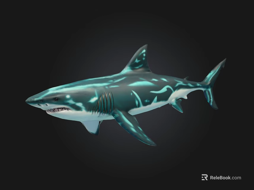 Realistic Blue Striped Shark Swimming As Aquatic Marine Underwater Creature 3d model 