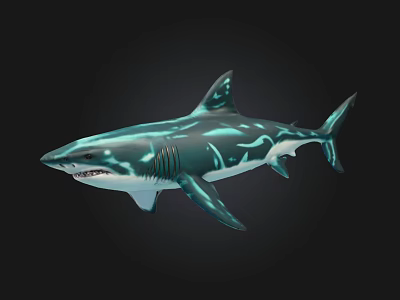 Realistic Blue Striped Shark Swimming As Aquatic Marine Underwater Creature 3d model