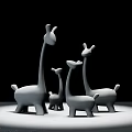 Modern Decorative Giraffe Ornament Set With Purple Brown Green Figurines In Various Sizes
