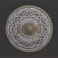 Ancient Decorative Metal Shield With Intricate Celtic Patterns And Riveted Design 3d model