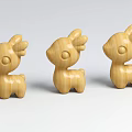 Cute Light Colored Wooden Deer Figurine Set With Three Decorative Ornaments