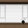 Elegant White Blinds Interior With Wooden Windowsill And Table Lamp 3d model