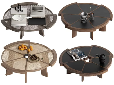 Middle ancient style coffee table combination 3d model