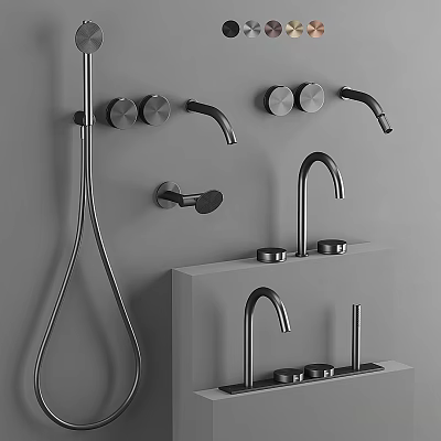 Contemporary Home Faucets Featuring Sleek Wall Mounted And Deck Mounted Bathroom Kitchen Designs 3d model