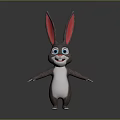 Cartoon Rabbit Character with Long Ears Blue Eyes and Grey Body Standing with Arms Open