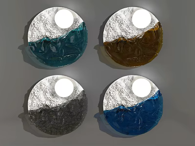Modern Round Wall Decor with White Center and Colorful Textured Design 3d model