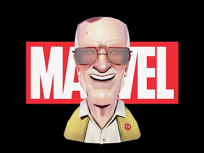 Smiling Marvel Cartoon Character With Glasses Yellow Jacket And Red Badge 3d model