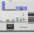 Modern Kitchen Interior With White Cabinets Countertop Appliances And Storage 3d model