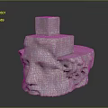 Granite Stone Head Sculpture With Carved Facial Features And Stacked Cube Top