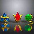 Wood Stone Crafted Colorful Gemstone Ornaments With Golden Base And Reflections