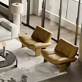 Modern Living and Dining Room Interior With Gray Sofa Round Coffee Table and Dining Chairs