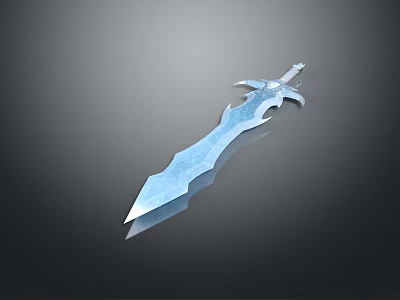 Blue Crystal Ice Themed Decorative Sword With Sharp Blade And Reflection 3d model