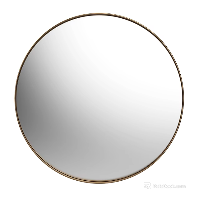 Circular Mirror With Gold Frame Modern Minimalist Wall Decor Sleek Reflective Surface 3d model