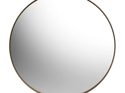 Circular Mirror With Gold Frame Modern Minimalist Wall Decor Sleek Reflective Surface 3d model