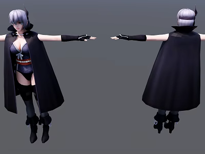 Modern game character ninja dragon sword pass girl 3d model