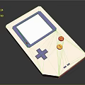 Vintage Handheld Game Console with White Body Purple Frame Cross Pad and Yellow Buttons