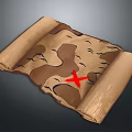 Rolled Decorative Scroll With Map Pattern And Red Symbol For Home Use 3d model